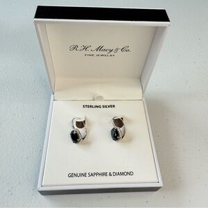 RH Macy’s & Co Sterling Silver sapphire and Diamond earrings